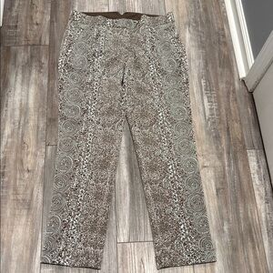 Tory Burch Cuffed Pants size 8 floral medallion print
